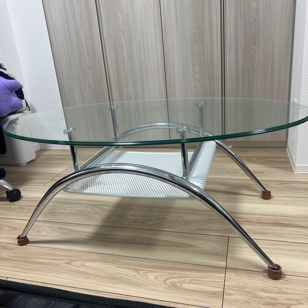 ガラス センターテーブル 楕円 ローテーブル 曲線デザイン たのメル便