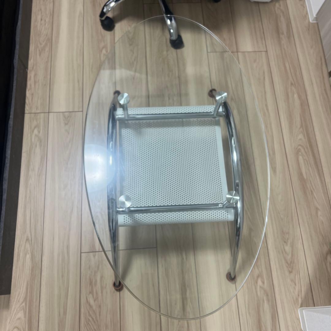 ガラス センターテーブル 楕円 ローテーブル 曲線デザイン たのメル便