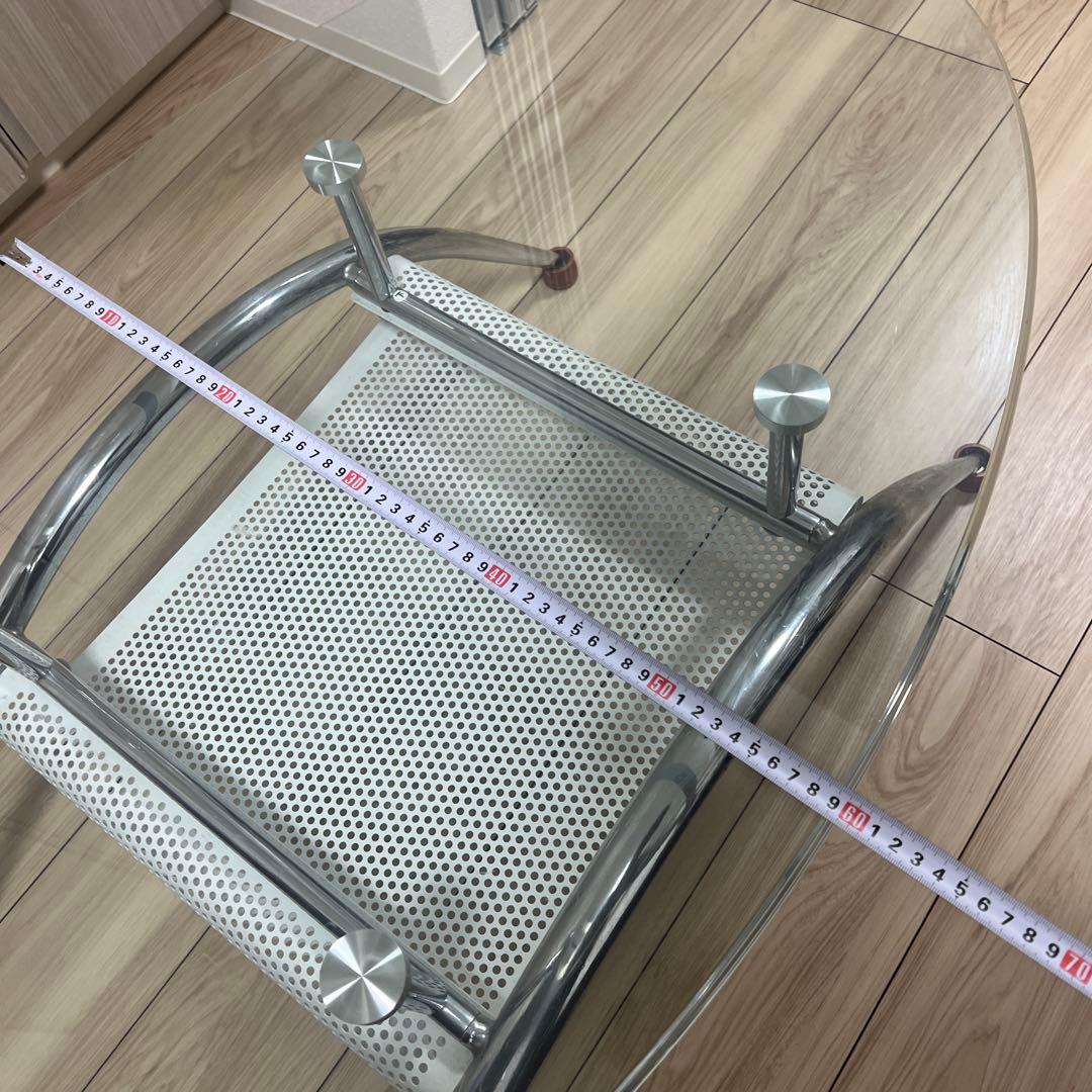 ガラス センターテーブル 楕円 ローテーブル 曲線デザイン たのメル便