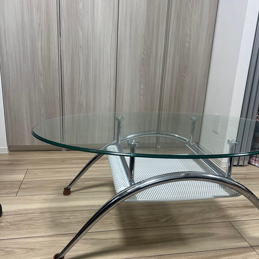 ガラス センターテーブル 楕円 ローテーブル 曲線デザイン たのメル便