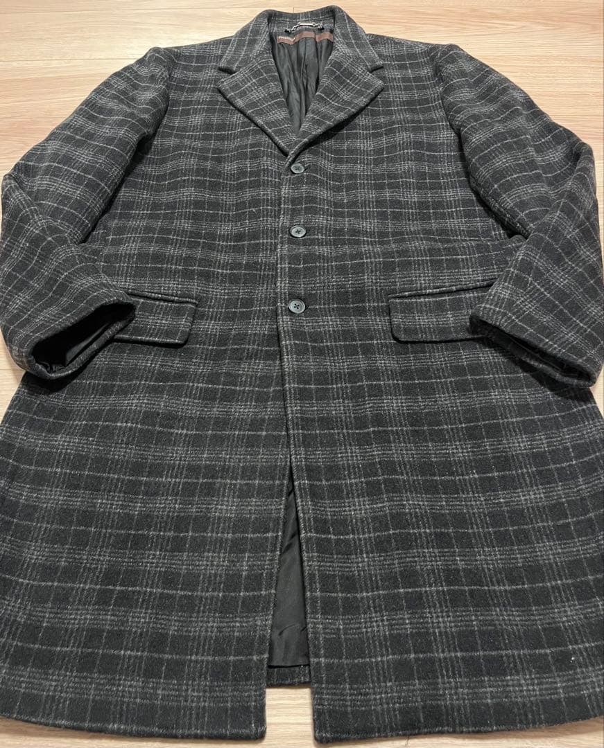 Perry Ellis ペリーエリス チェック ウール コート L