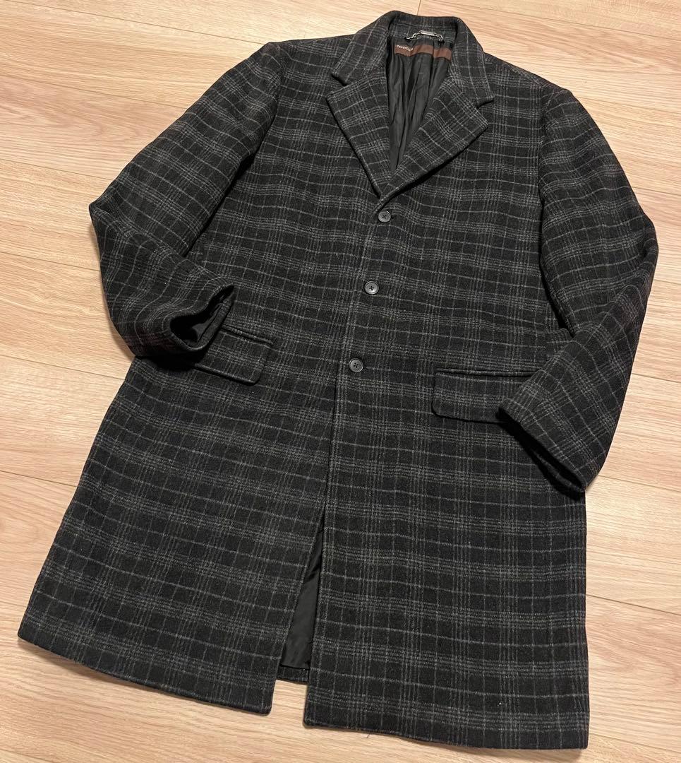 Perry Ellis ペリーエリス チェック ウール コート L