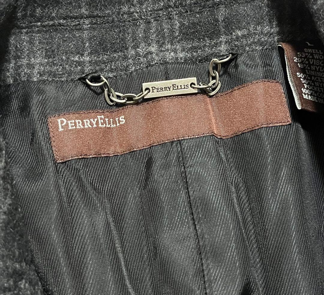 Perry Ellis ペリーエリス チェック ウール コート L