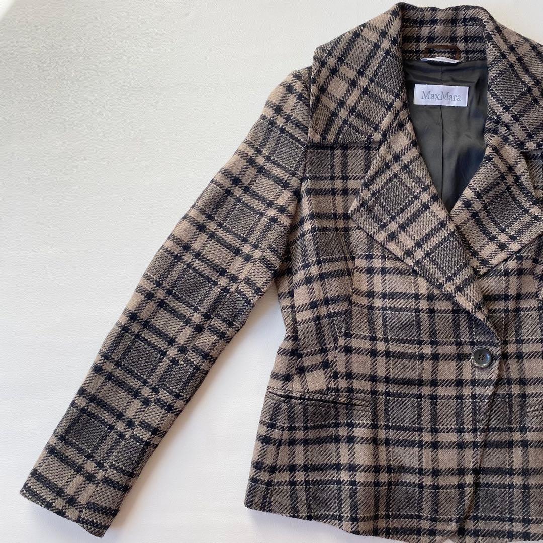 【美品】Max Mara　ジャケット　女優襟　白タグ　クロップド　大きいサイズ