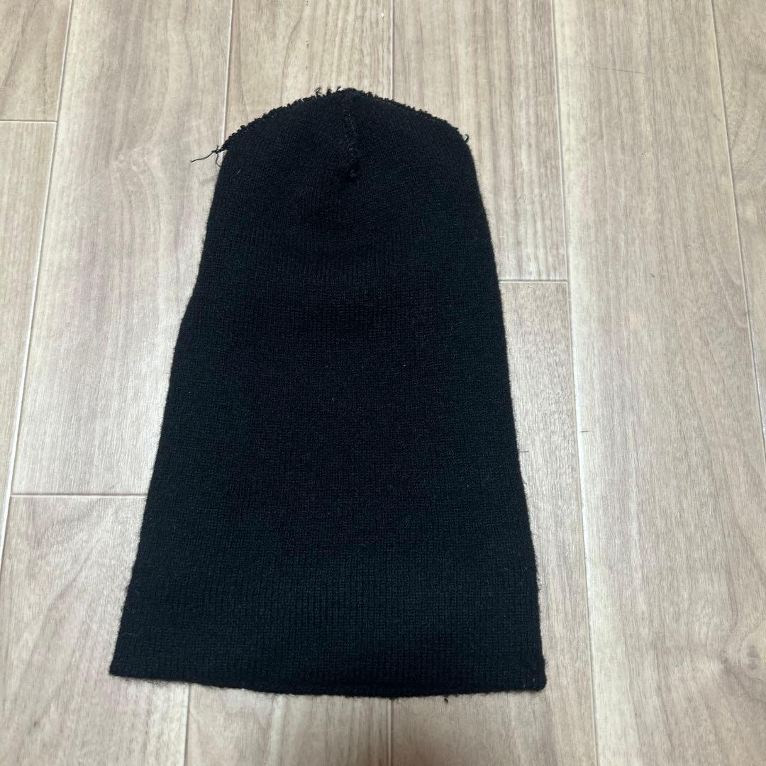 80s old stussy ステューシー　ビーニー　ニット帽　刺繍ロゴ　黒