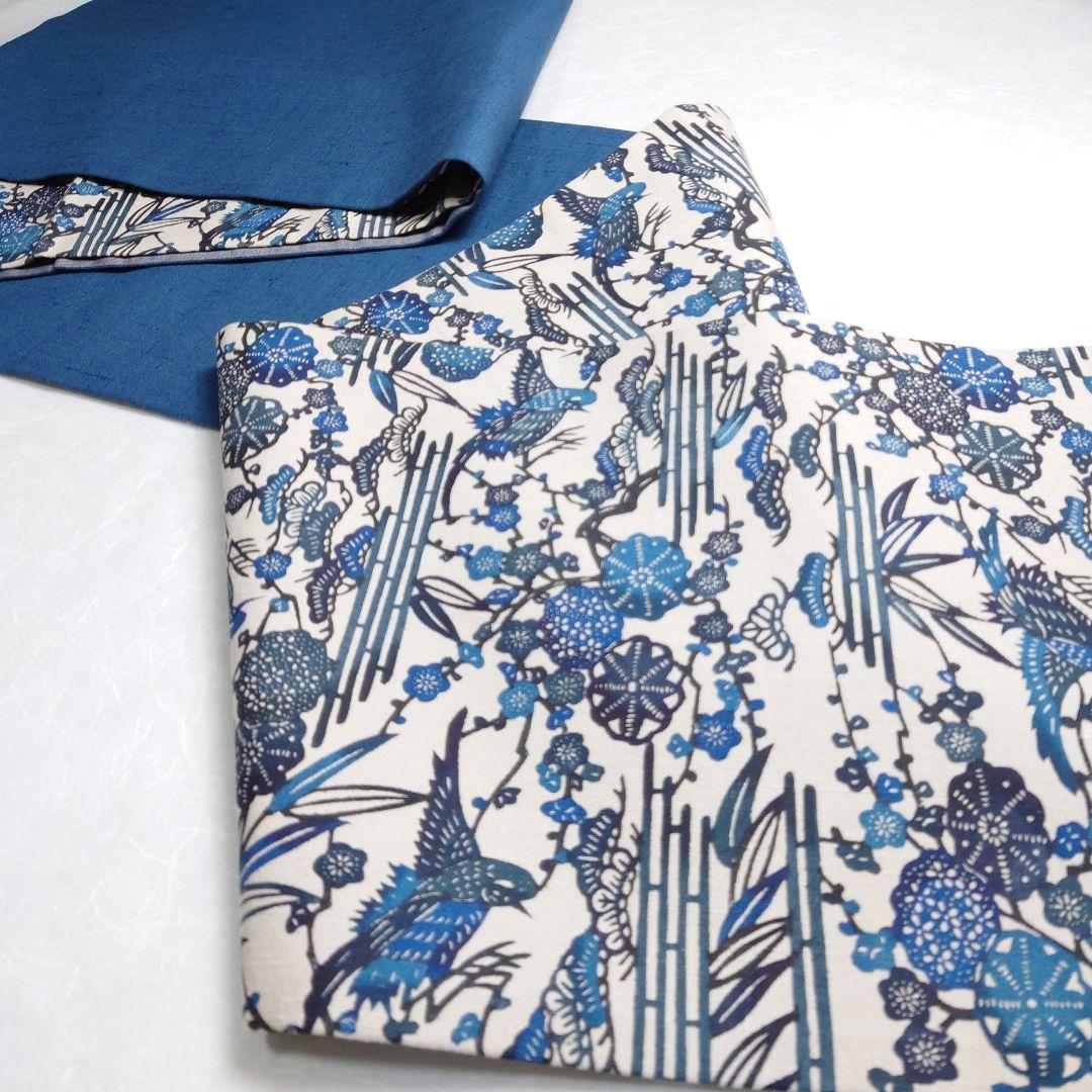 正絹 袋帯 六通柄 結城紬 江戸紅型 藍染 極上 逸品 美品