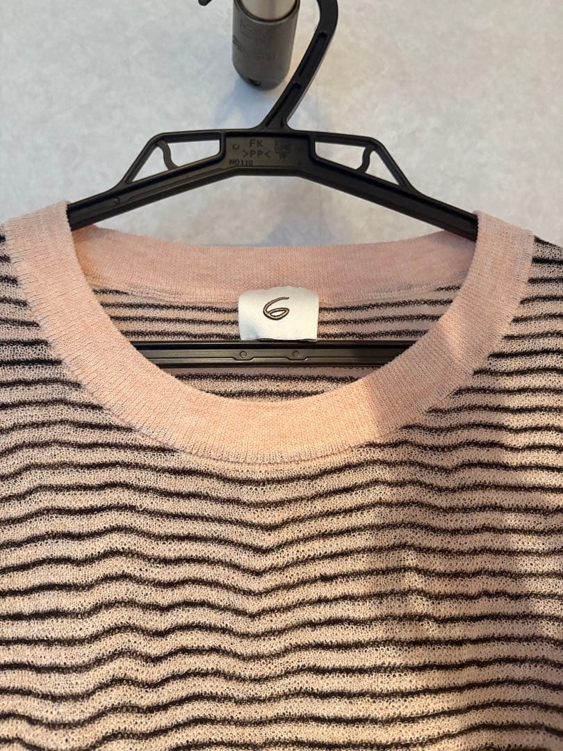 6 ROKU シアー ボーダークルーネック プルオーバー