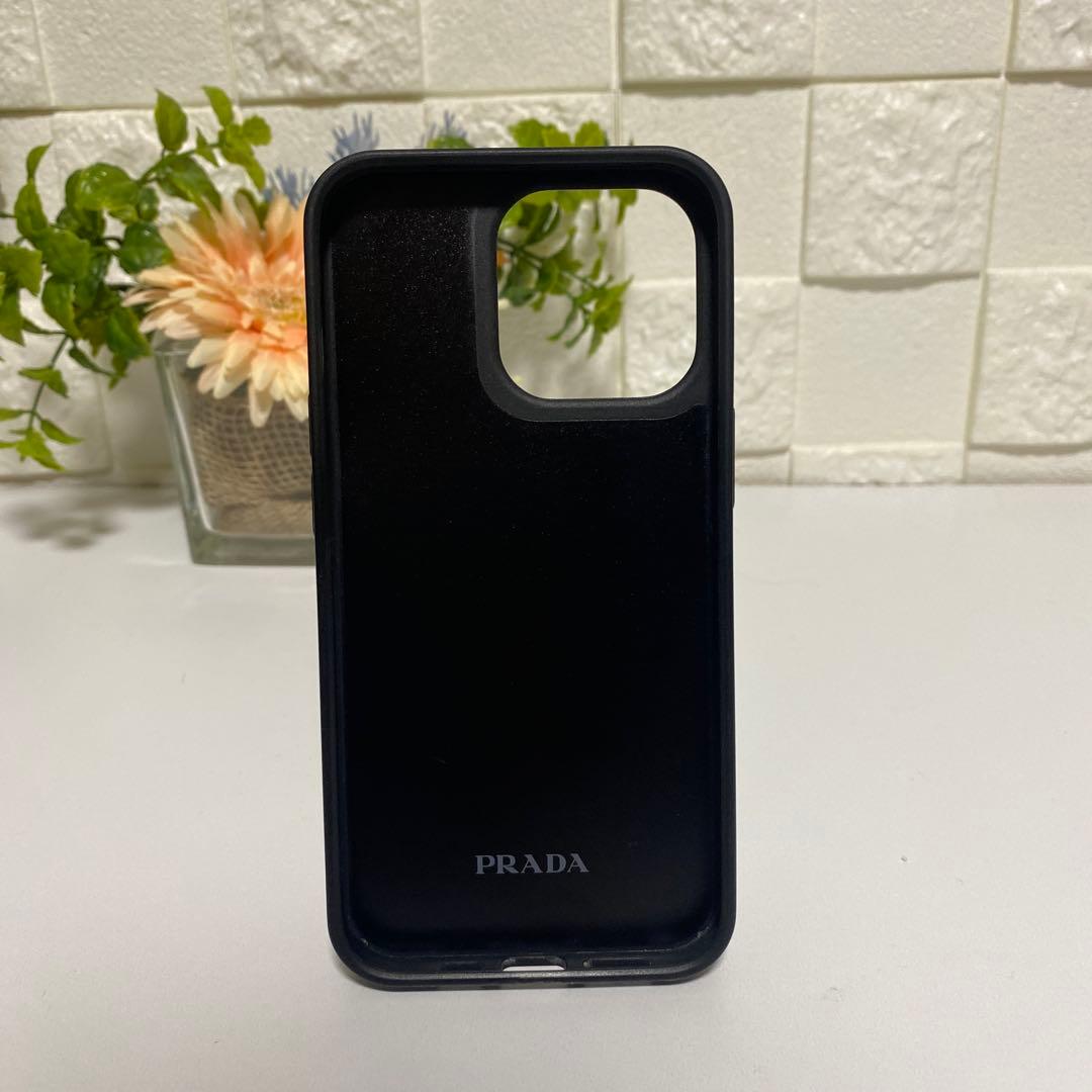 良品 PRADA iPhone13pro 黒 トライアングル ケース 付属品有り