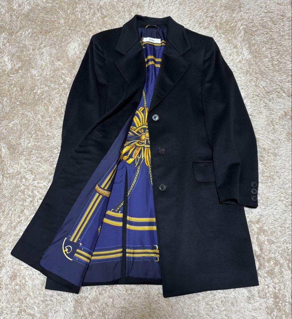 HERNO 最高級カシミヤ100% 裏地総柄　チェスターコート　黒