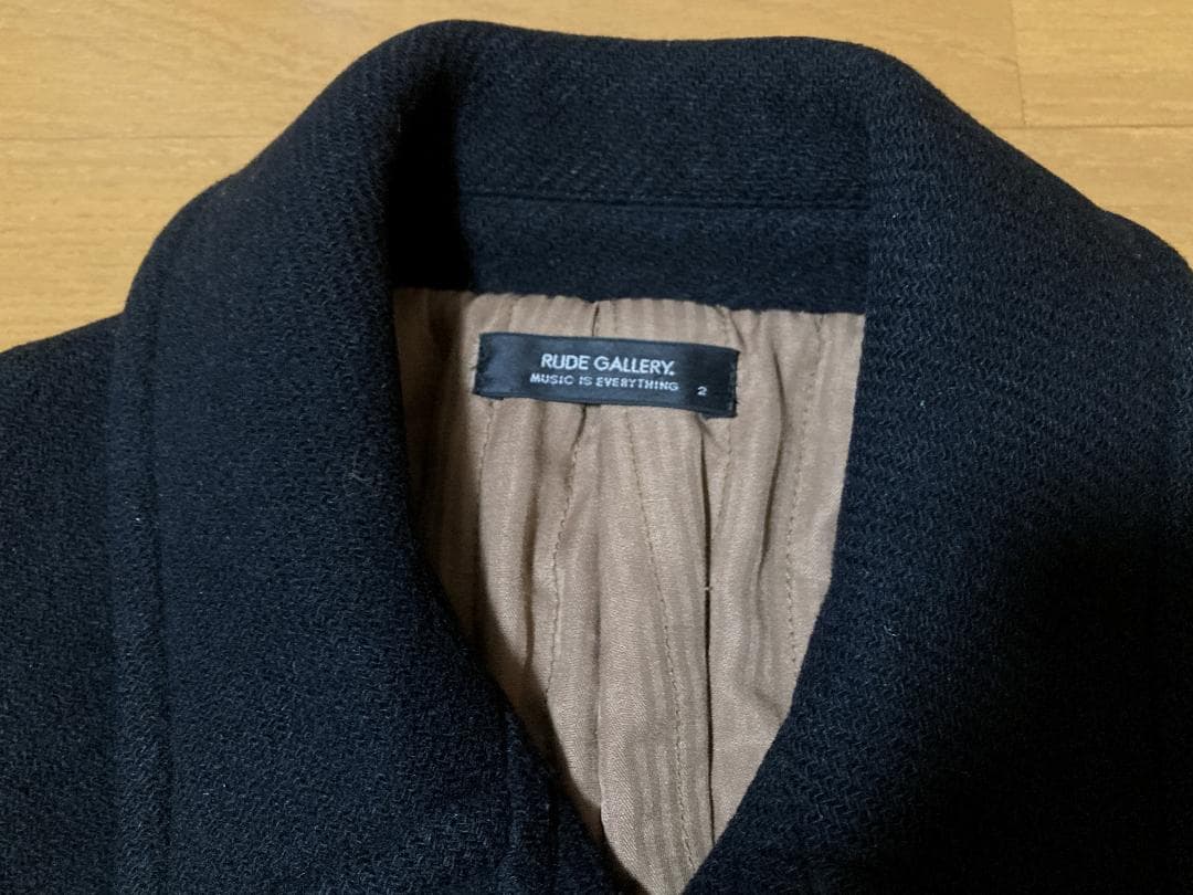 RUDE GALLERY テッズコート 黒 2 ウール ロング チバウウスケ