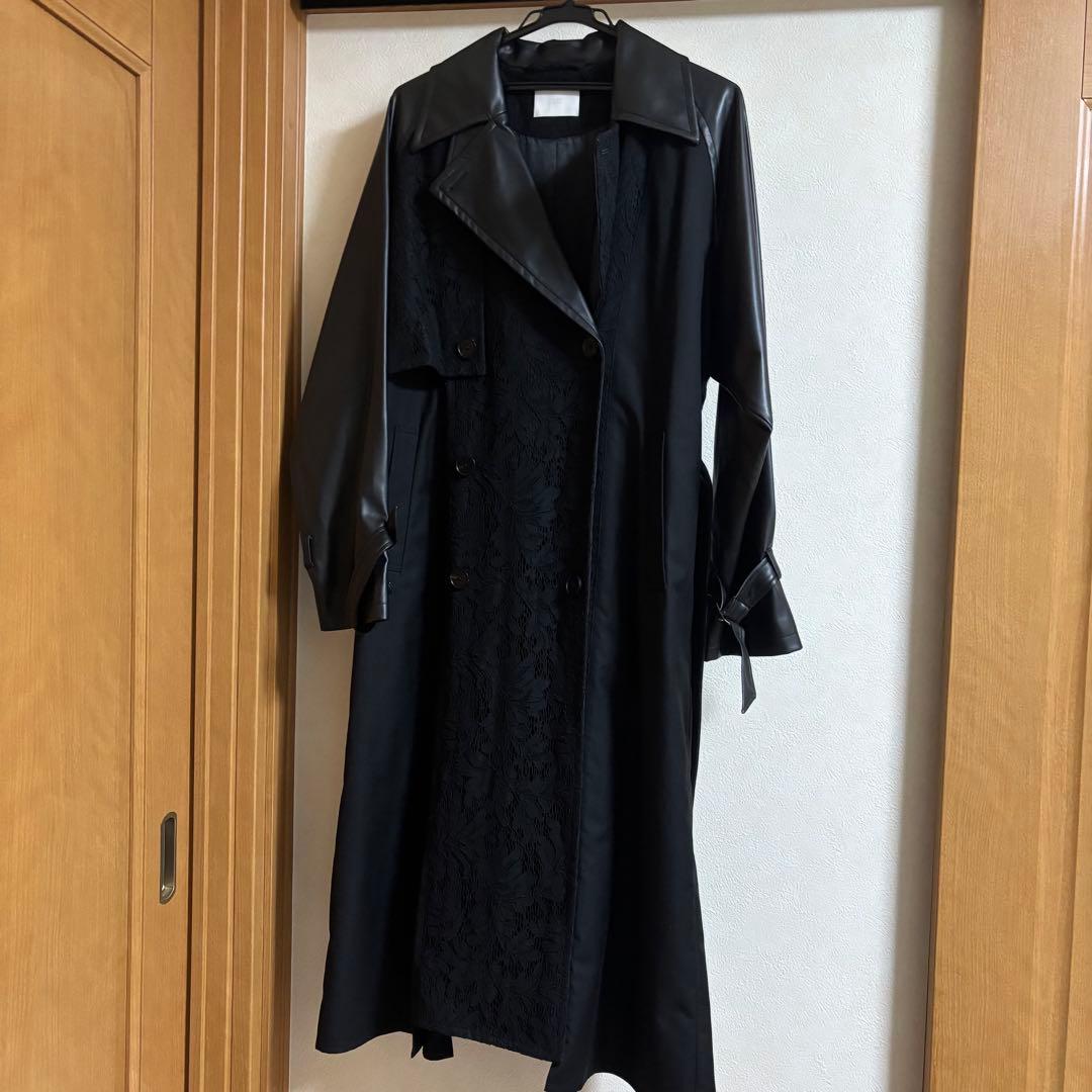 HARE ハレ フェイクレザーイソザイトレンチコート ブラック