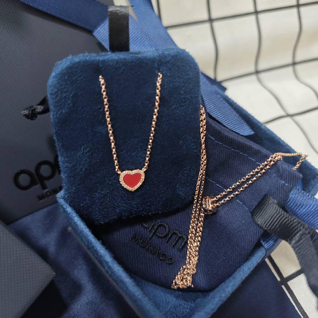 apm Monaco ローズゴールド ハート型ネックレス