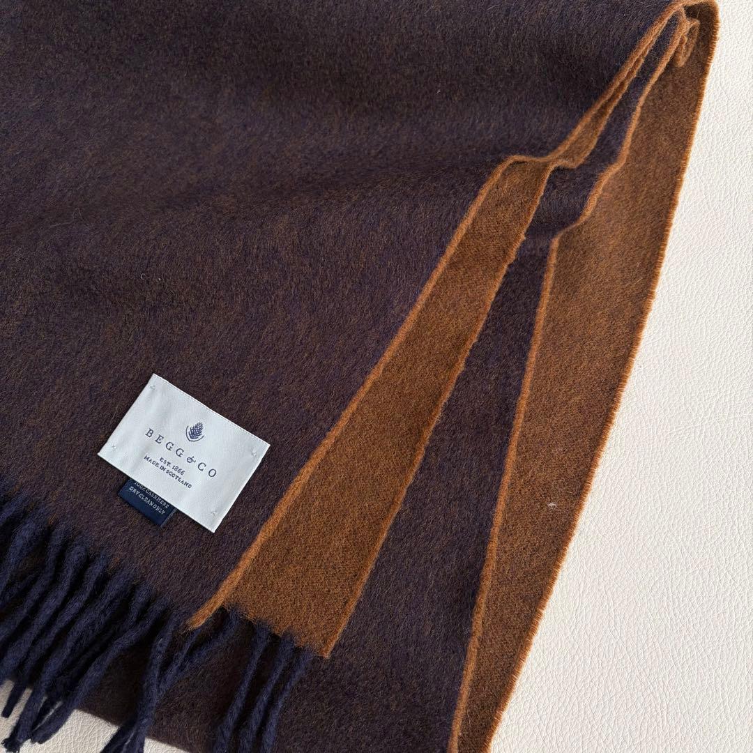 ベグアンドコー　カシミヤ100% ストール　マフラー　フリンジ　リバーシブル