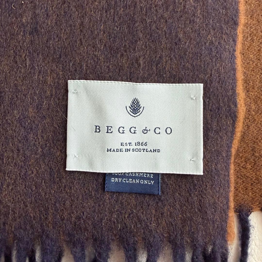 ベグアンドコー　カシミヤ100% ストール　マフラー　フリンジ　リバーシブル