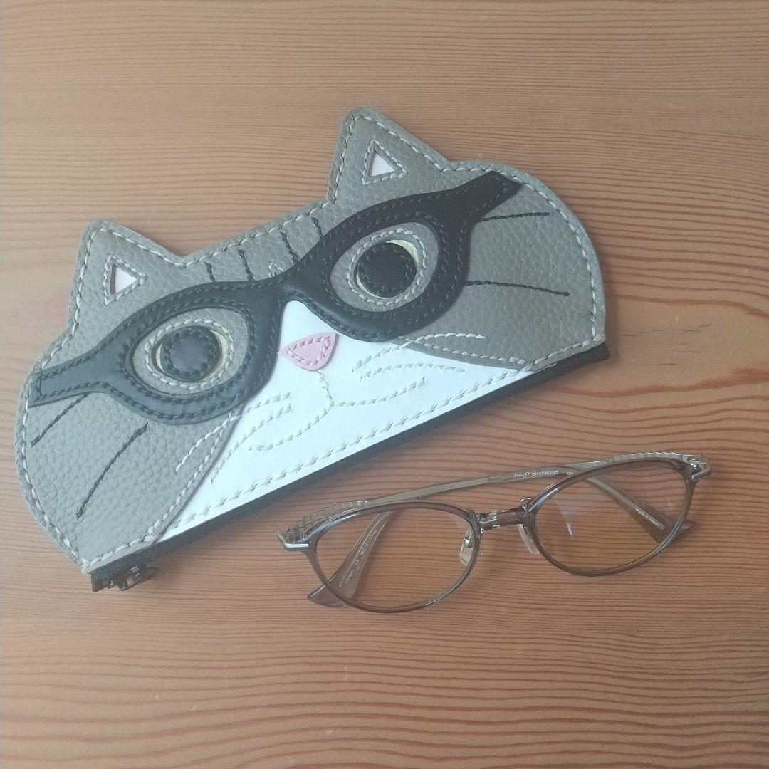 猫のメガネケース K.TAMAO作 全て手縫いのハンドメイド 姫路レザー