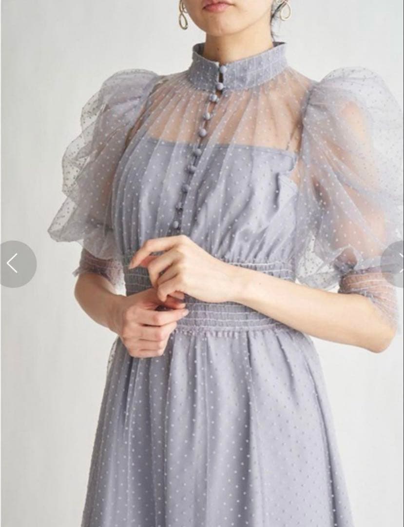 SNIDELスナイデル　ドット柄チュールドレス