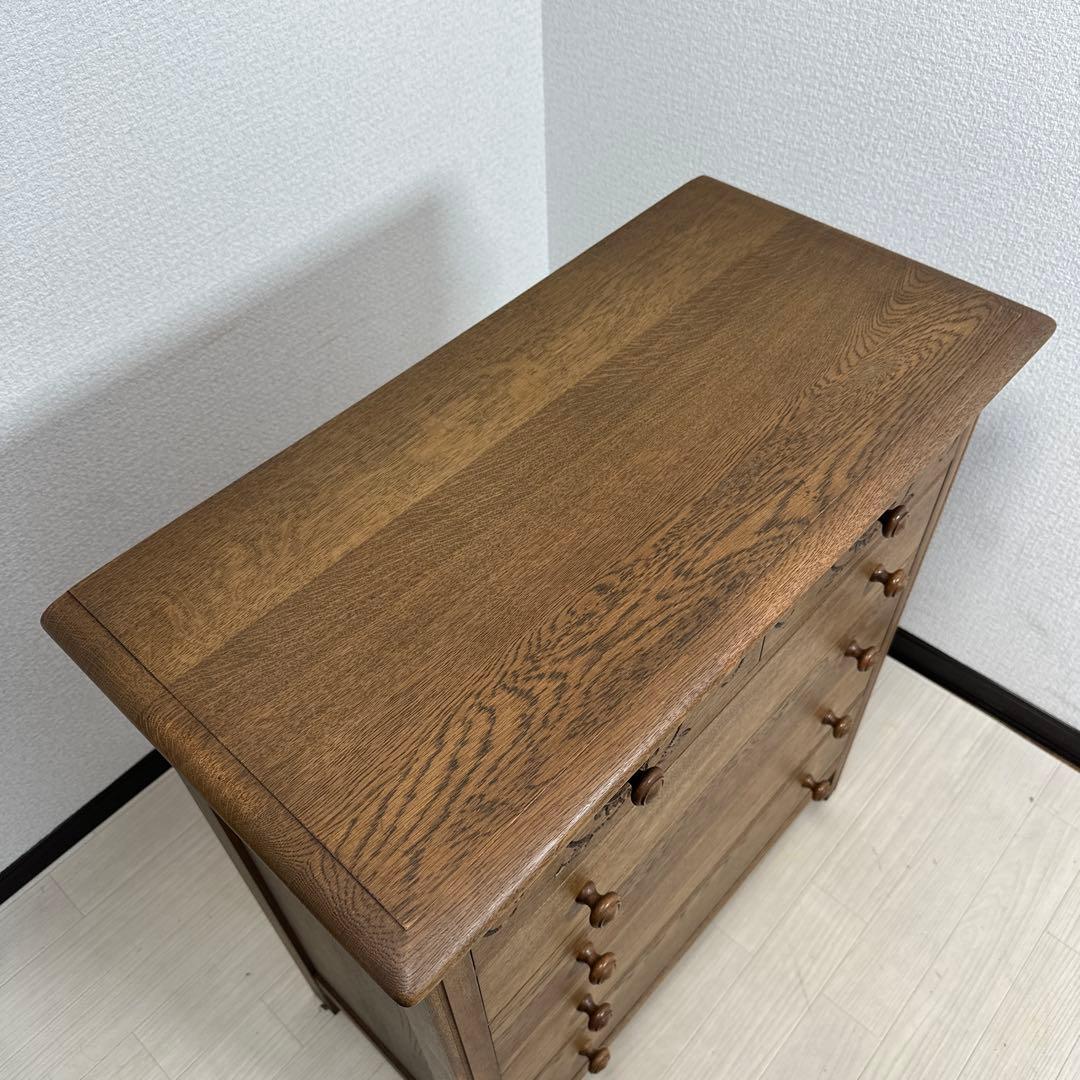 極美品 葉山ガーデン 花柄 ミドルチェスト オーク材 レリーフ 手作家具 i4※