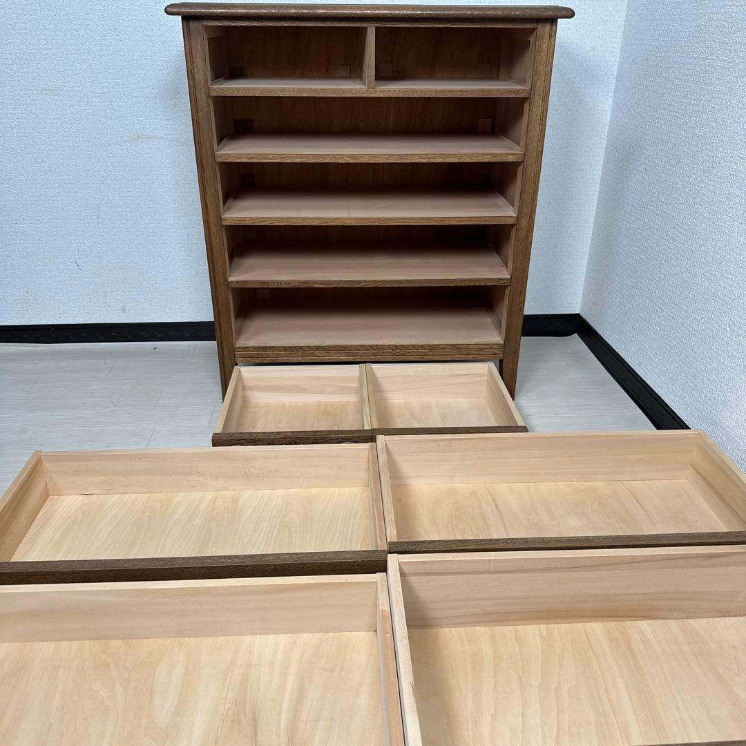 極美品 葉山ガーデン 花柄 ミドルチェスト オーク材 レリーフ 手作家具 i4※