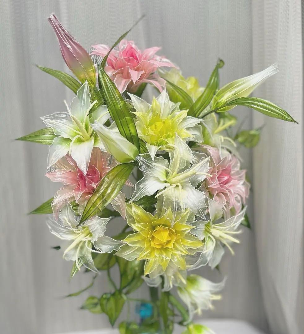 アメリカンフラワー　ディップフラワー　NO.170（八重咲百合・百合・グリーン）