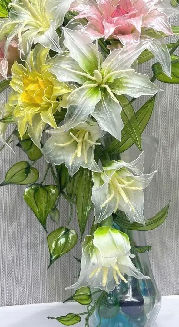 アメリカンフラワー　ディップフラワー　NO.170（八重咲百合・百合・グリーン）