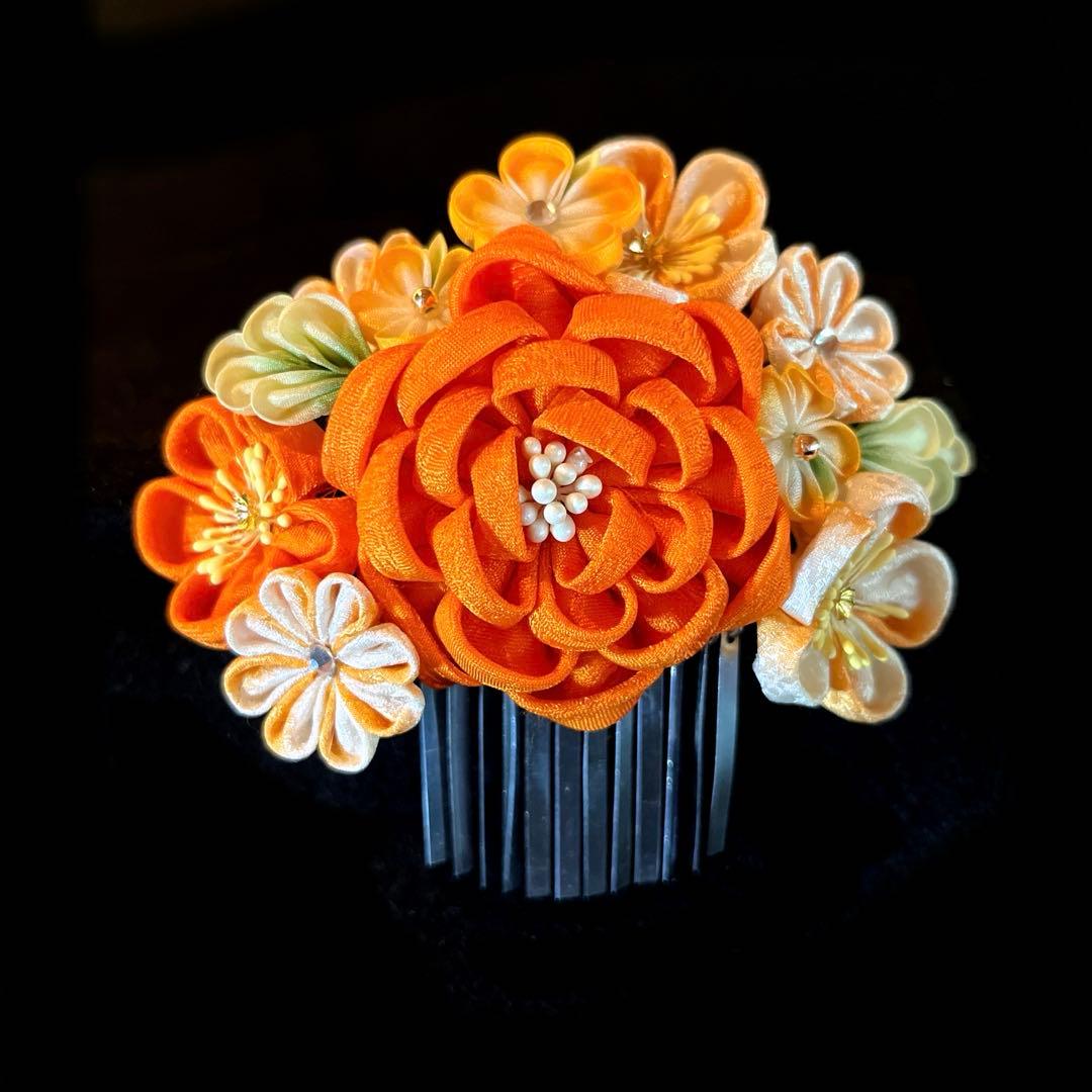 日本髪 髪飾り 七五三(5～7歳) 橙色