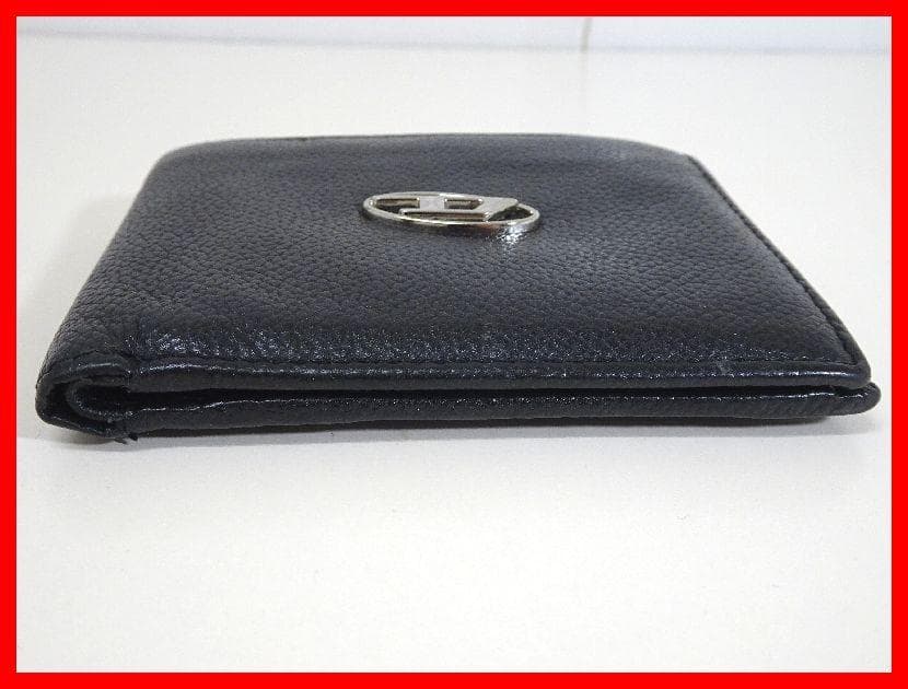 DIESEL　 ディーゼル　二つ折り財布　ロゴ　革　黒　Mイ-198