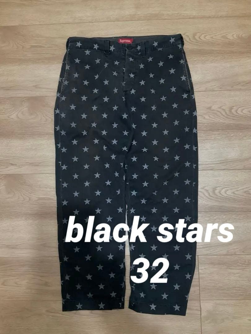 パンツ supreme 22SS chino pant black stars 32