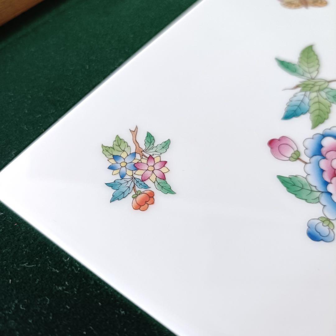 ヘレンド 花と蝶 陶板画 額装 HEREND