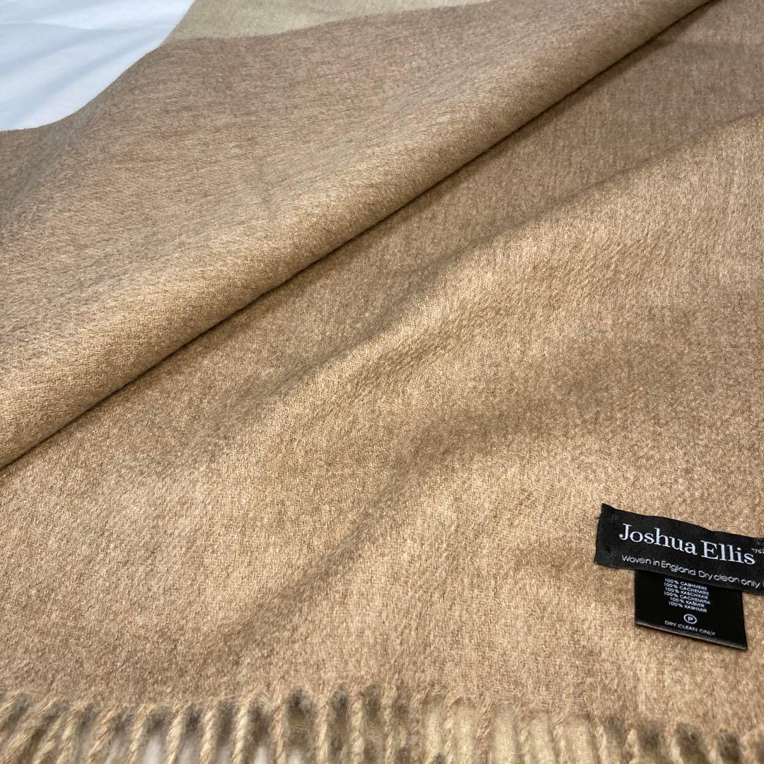 極美品 ジョシュアエリス カシミヤ100％ 大判ストール ベージュ リバーシブル