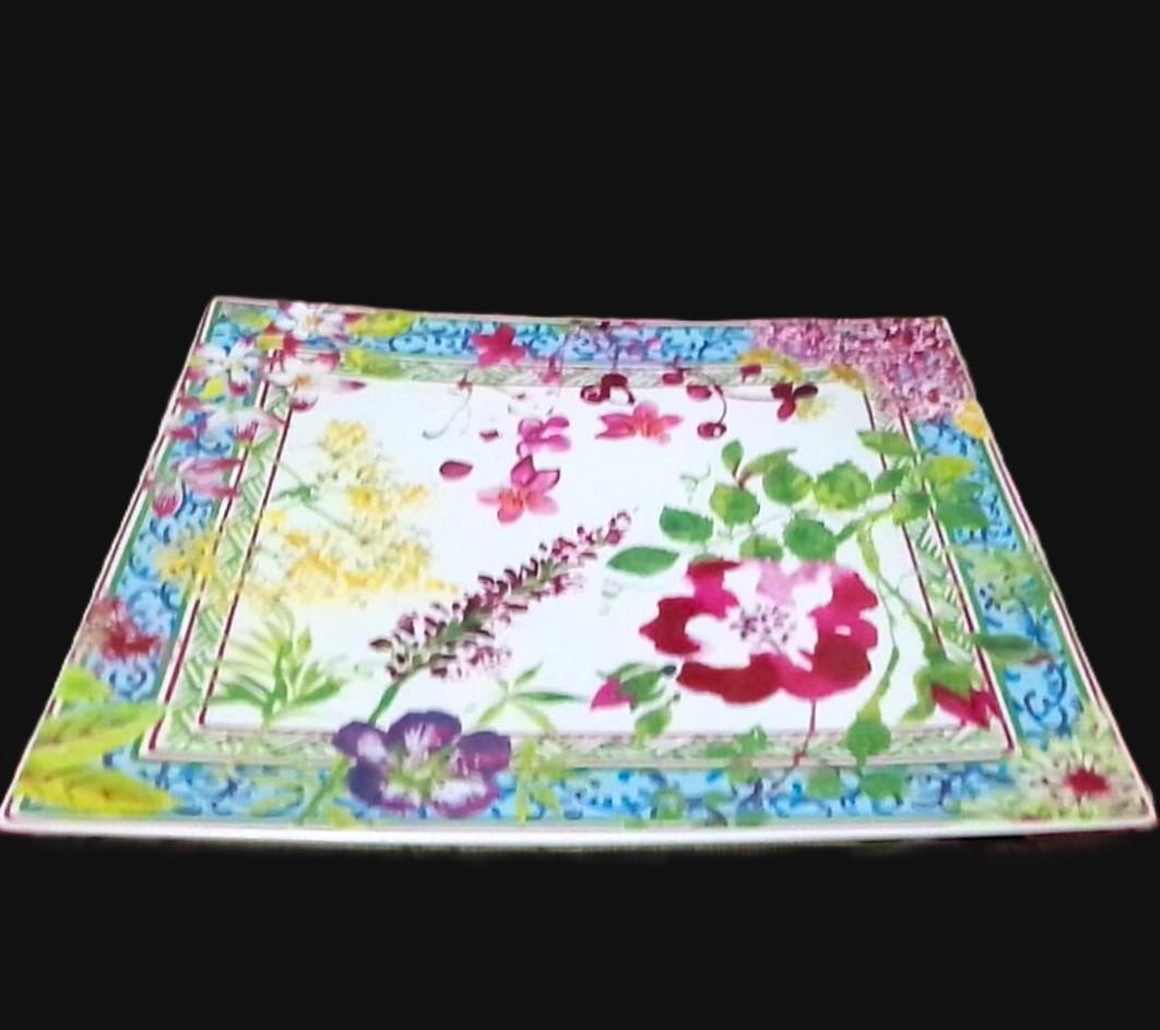 GIEN ミルフルール 大皿 スクエアプレート ジアン