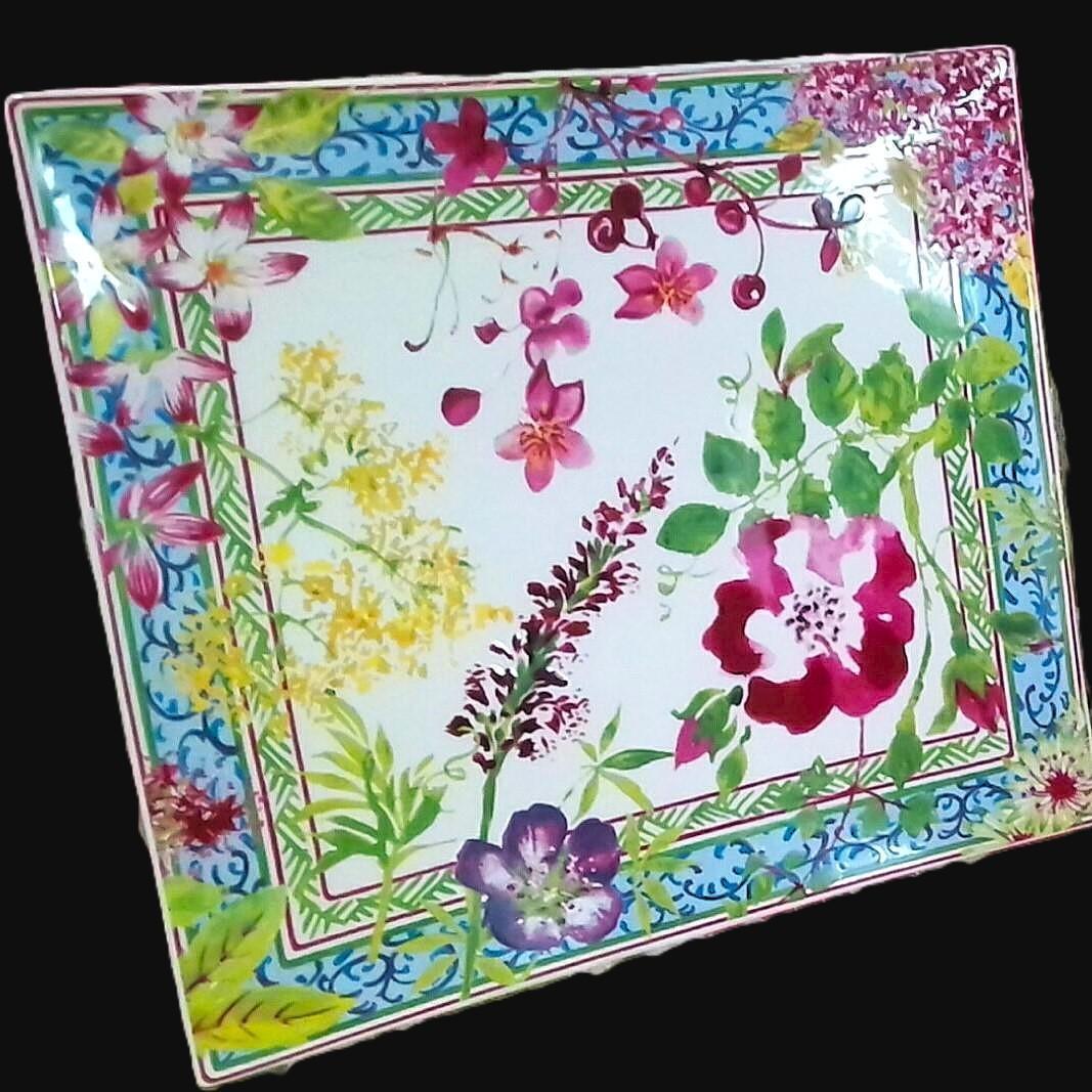 GIEN ミルフルール 大皿 スクエアプレート ジアン