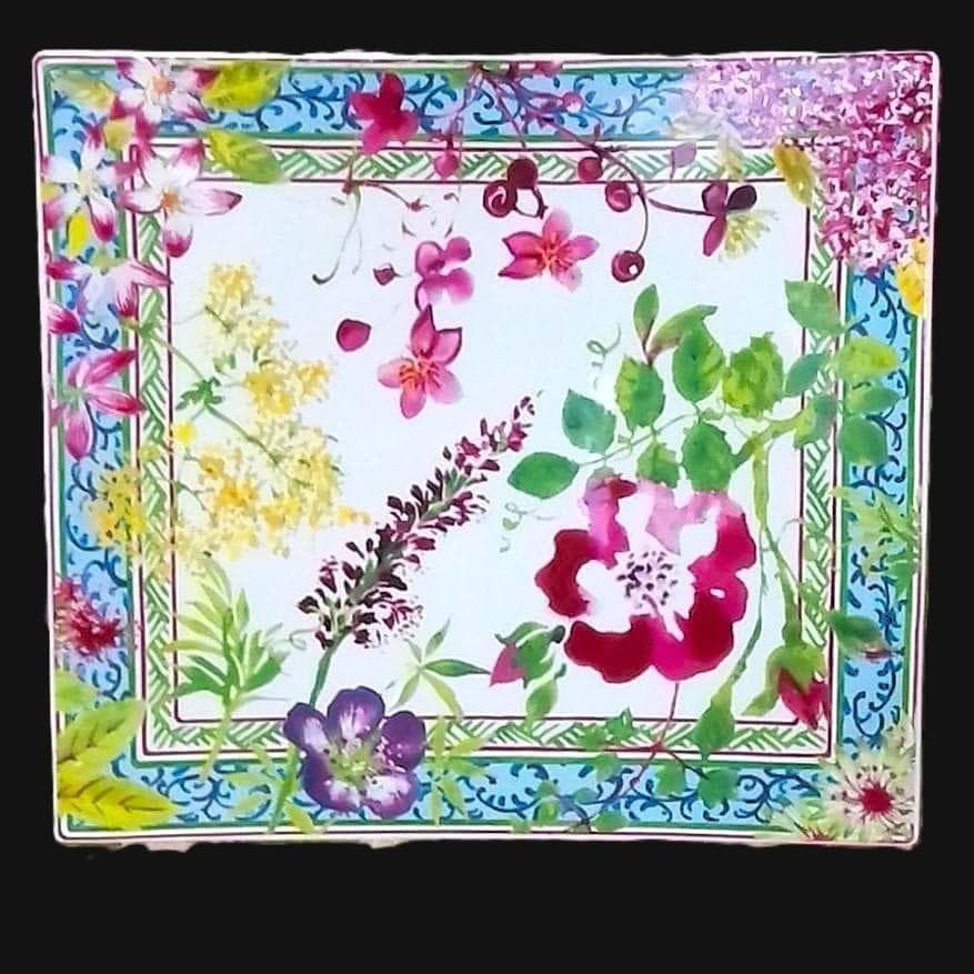 GIEN ミルフルール 大皿 スクエアプレート ジアン