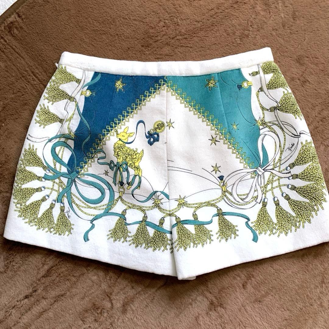 エミリオプッチ　ショートパンツ　白　総柄リボン　コットン　38 イタリヤ製