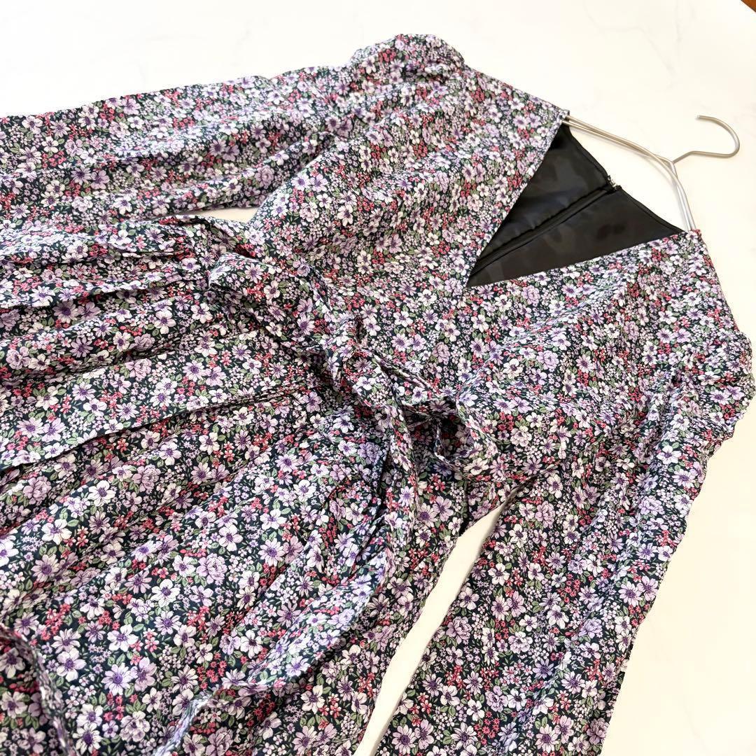 OBLI オブリ ワンピース フラワー ロング 新品 ラップ 花柄 パープル