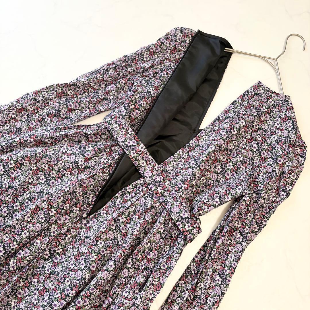 OBLI オブリ ワンピース フラワー ロング 新品 ラップ 花柄 パープル