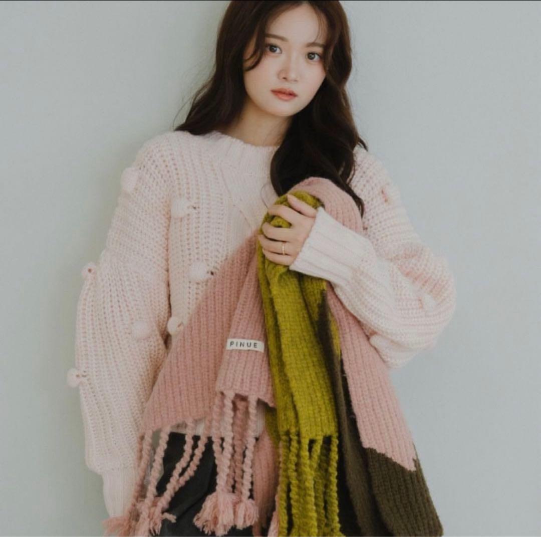 PINUE トライカラーニットマフラー