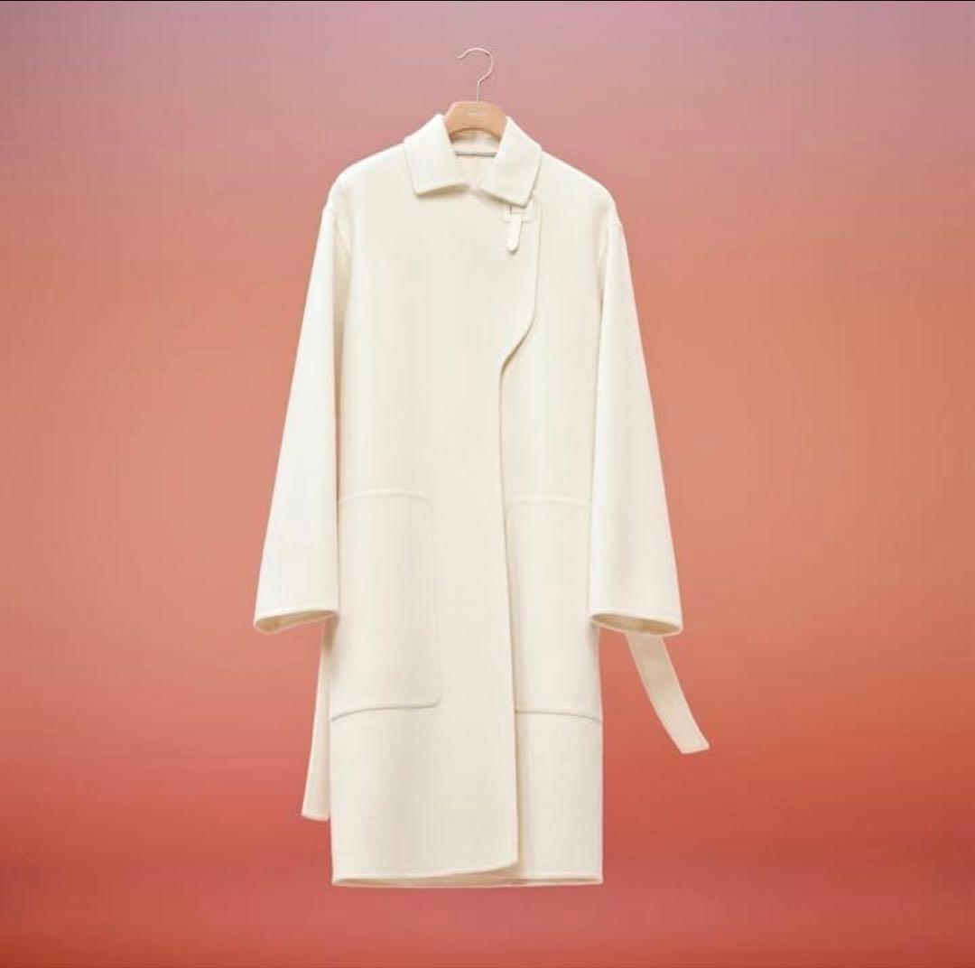 最終価格❗️HERMÈS極上カシミヤ100％ レザーアクセント コート 115万円