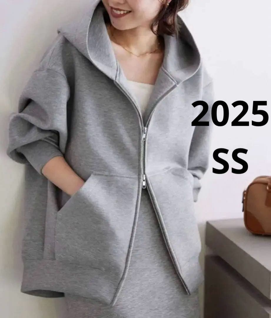 SLOBE IENA ボリュームジップアップフーディー グレー パーカー