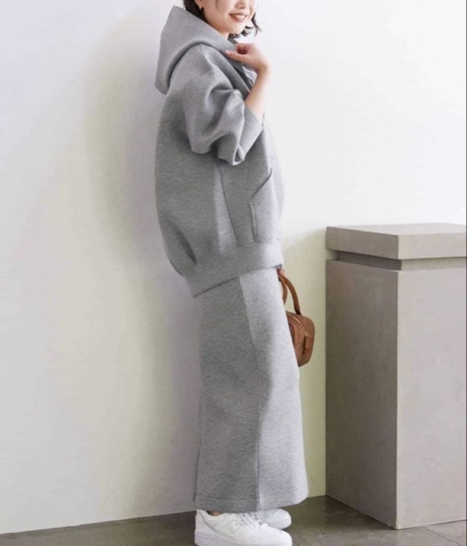 SLOBE IENA ボリュームジップアップフーディー グレー パーカー