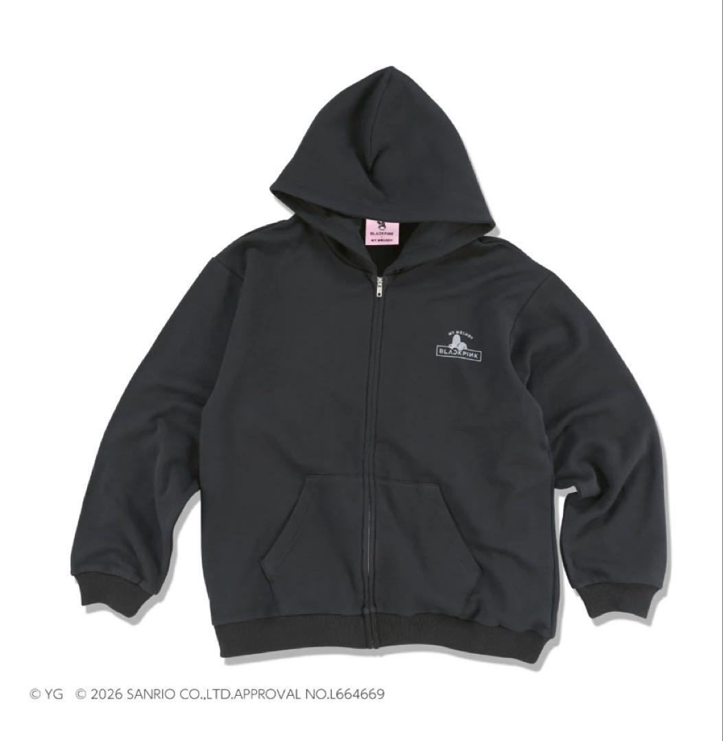 マイメロディ BLACKPINK ZIP-UPフーディー HEART LOGO