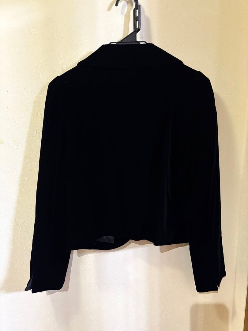 エムズグレイシー テーラードジャケット ベロア 黒38 ビジューボタン付き