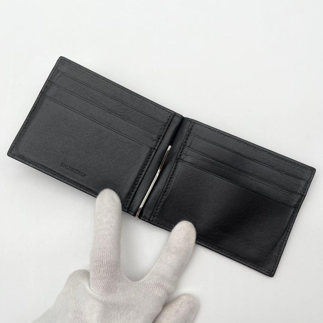 【極美品✨】バレンシアガ マネークリップ 折り財布 エブリデイ クロコ ブラック
