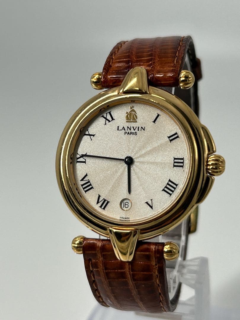 【新品電池/稼働】LANVIN レディース アナログ時計 ゴールド/ブラウン