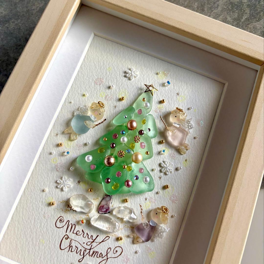 8 天使の集うクリスマスツリー　シーグラスアート