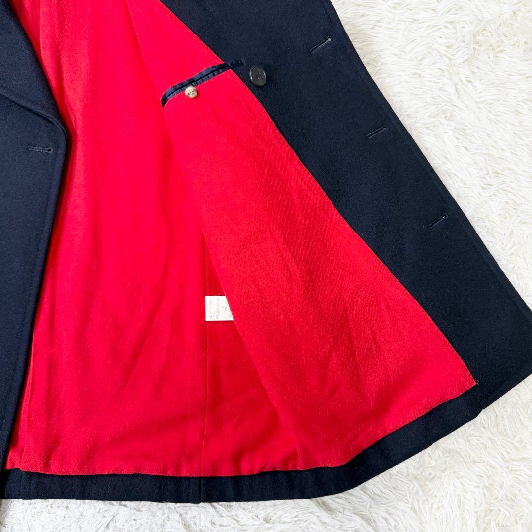 Aquascutum アクアスキュータム　ピーコート　ヴィンテージ　裏地赤　金鎖