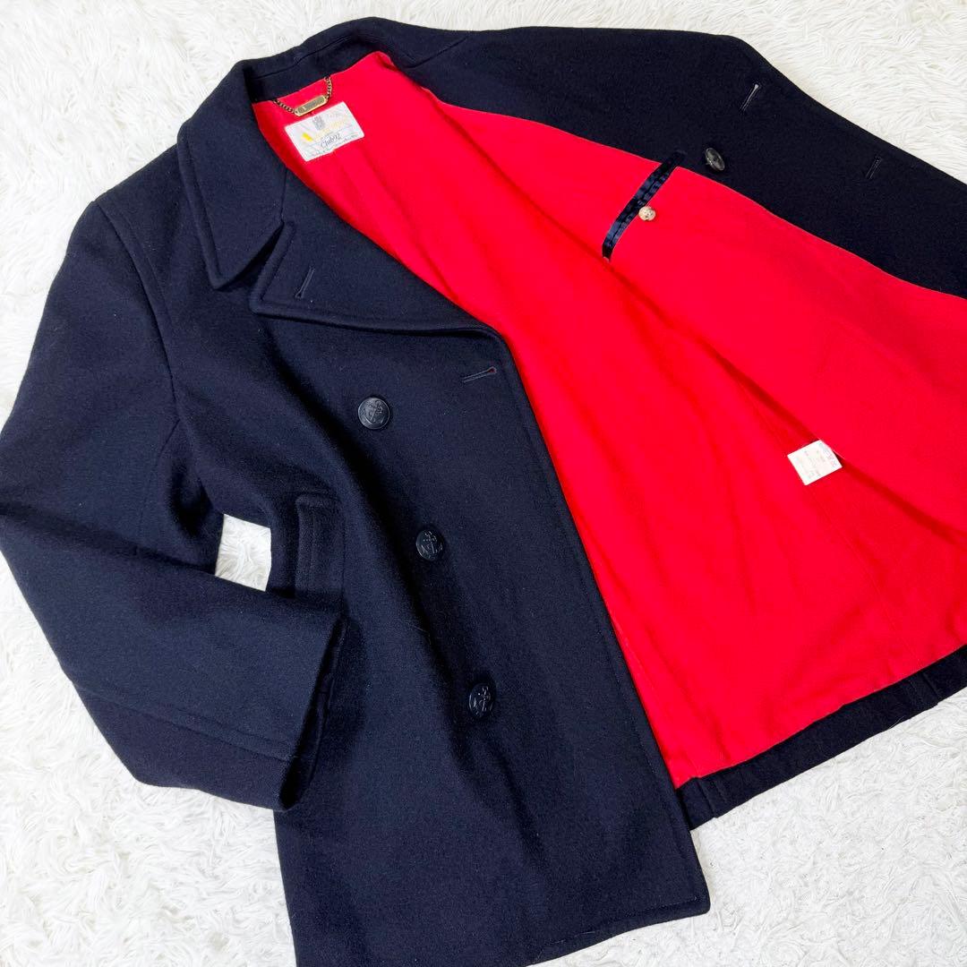 Aquascutum アクアスキュータム　ピーコート　ヴィンテージ　裏地赤　金鎖