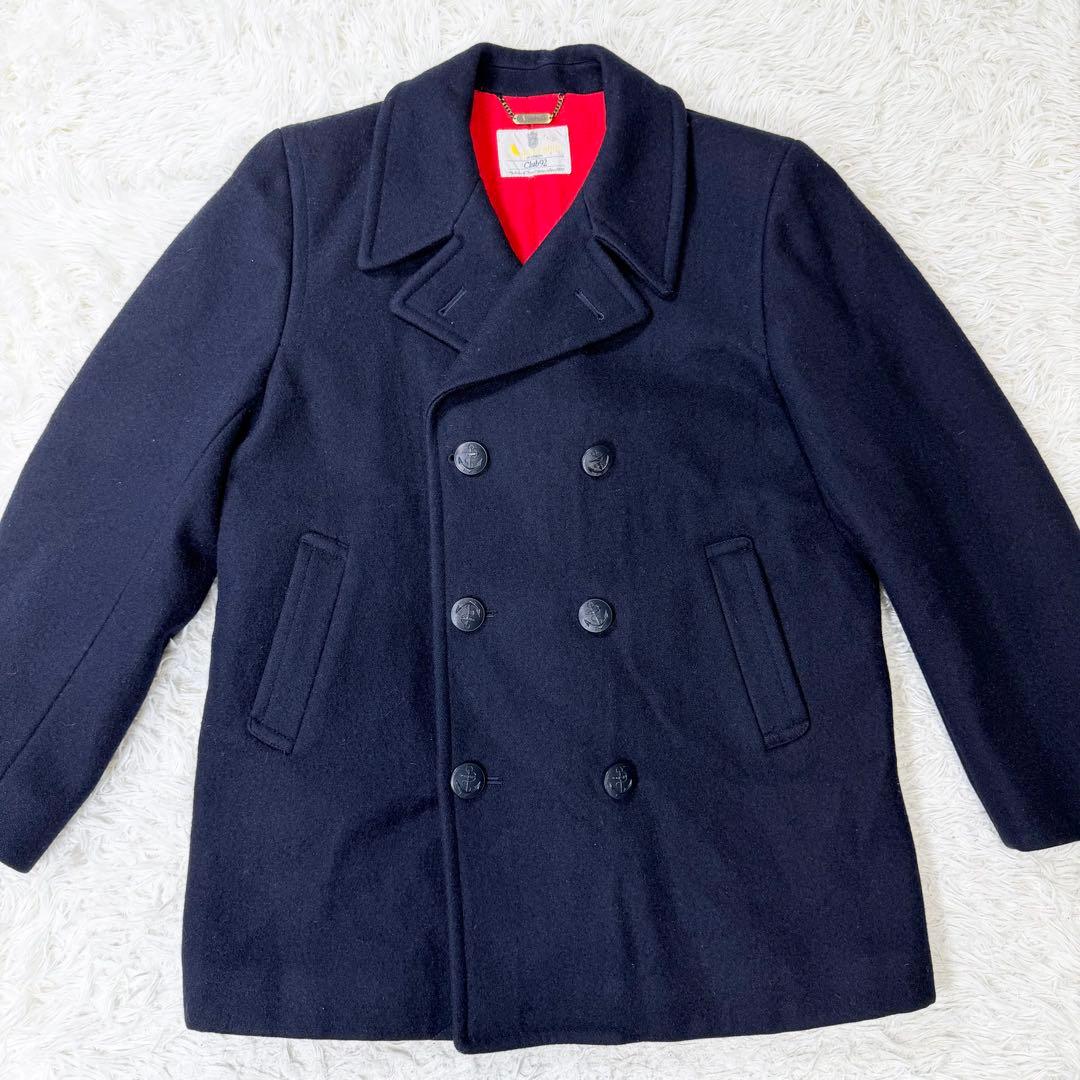 Aquascutum アクアスキュータム　ピーコート　ヴィンテージ　裏地赤　金鎖