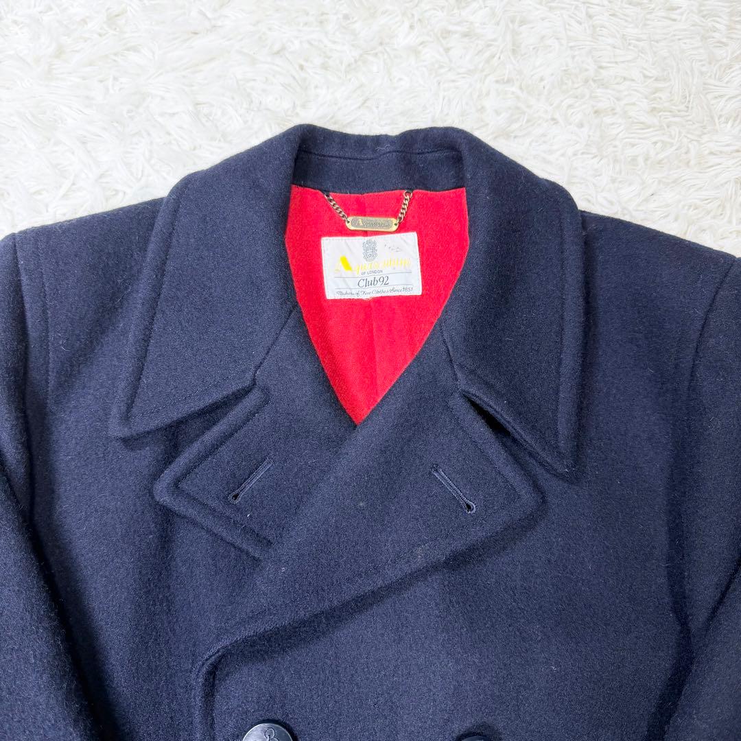 Aquascutum アクアスキュータム　ピーコート　ヴィンテージ　裏地赤　金鎖
