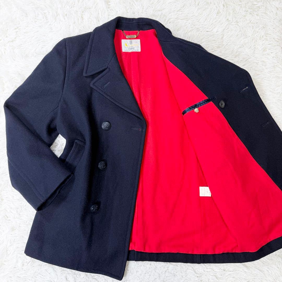 Aquascutum アクアスキュータム　ピーコート　ヴィンテージ　裏地赤　金鎖