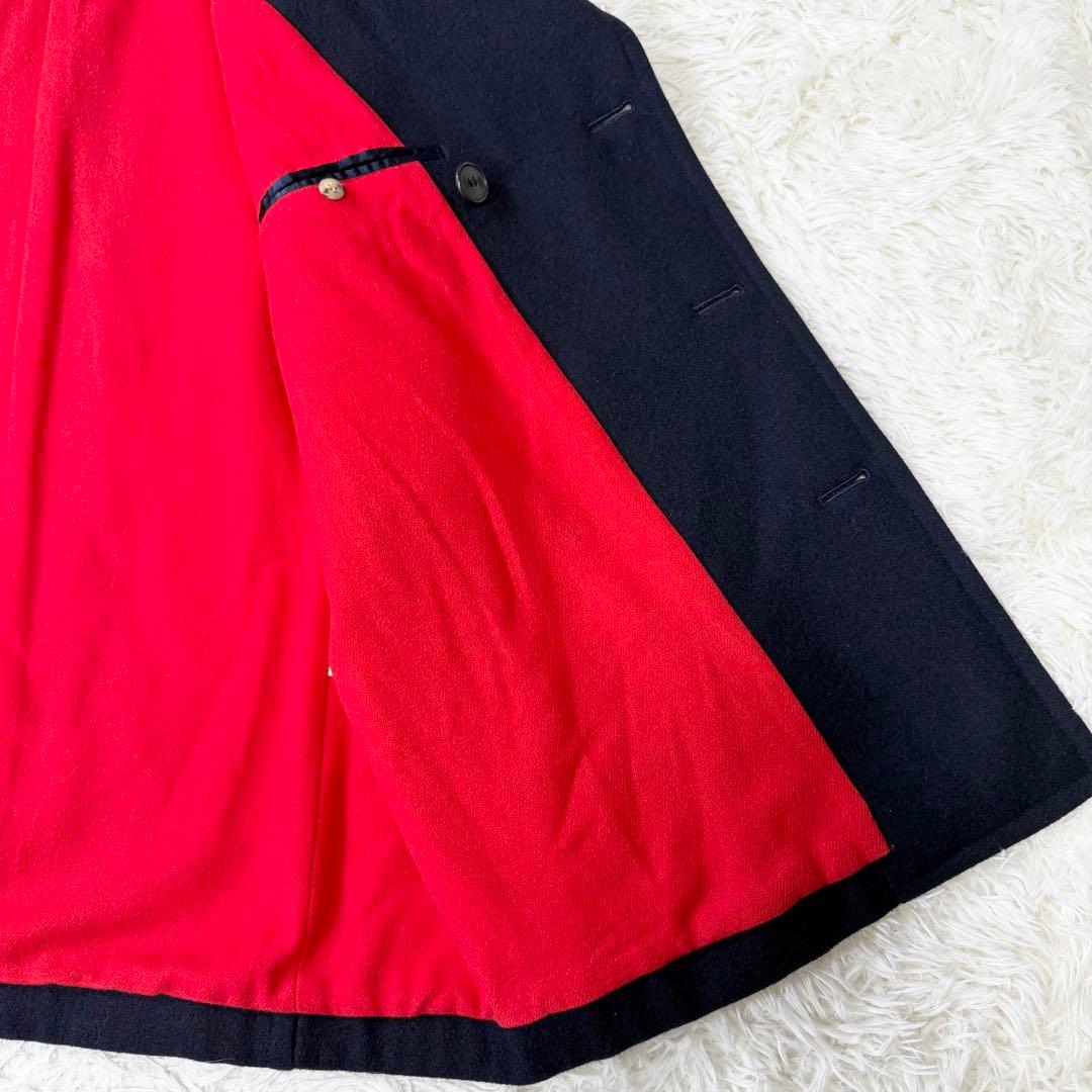 Aquascutum アクアスキュータム　ピーコート　ヴィンテージ　裏地赤　金鎖